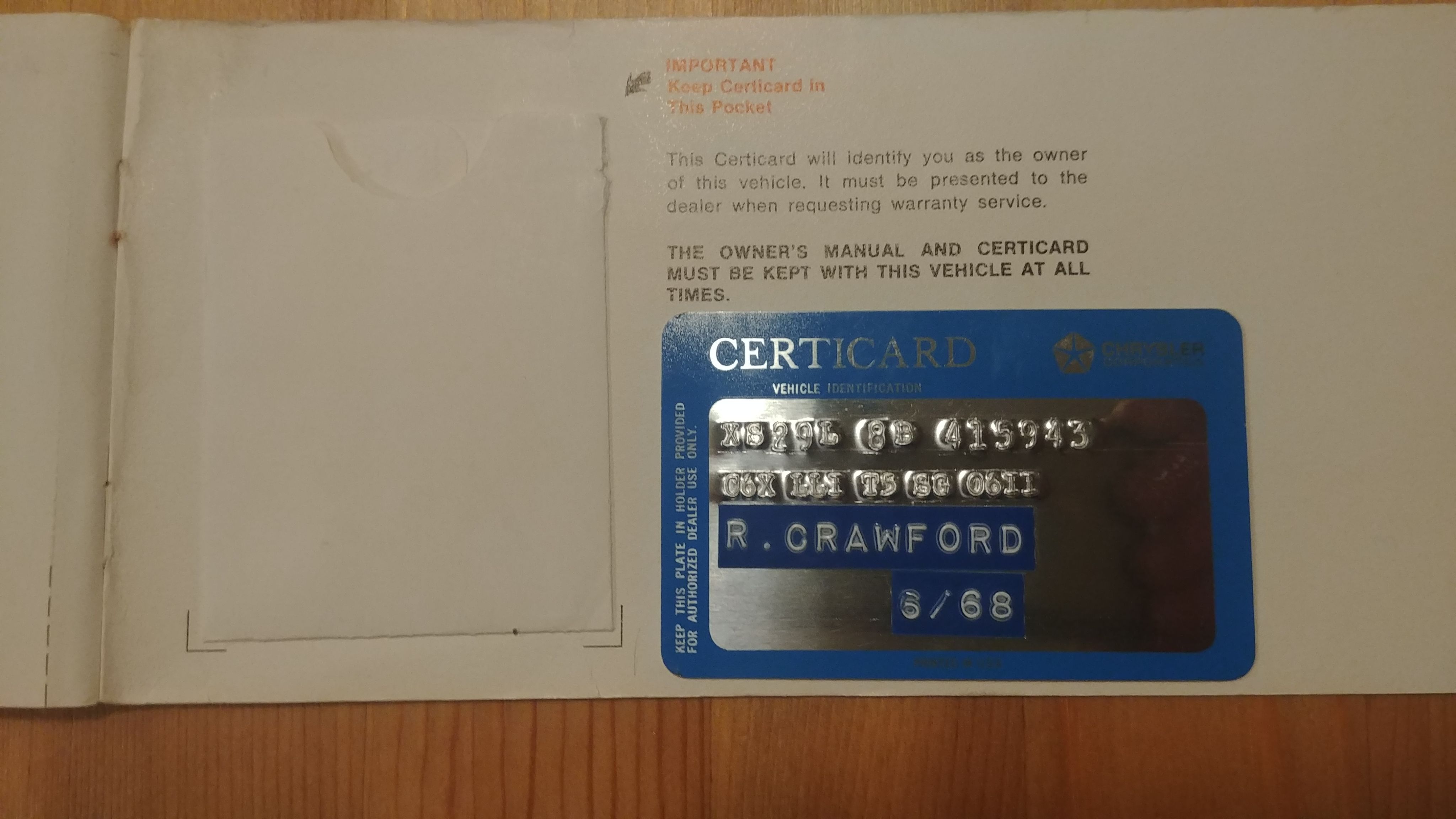 cneem  クレジットカード 1968 Dodge Charger : R/T